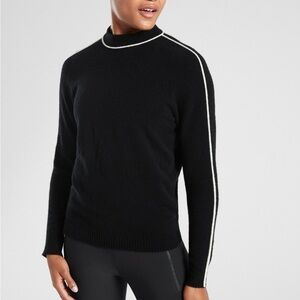 Athleta  wool Black Crewneck Sweater with White Accents